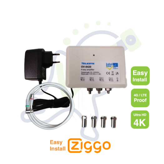 wapenkamer Klik Woord TV signaalversterker Ziggo retourgeschikt OV-8420 Easy Install  (8719326399911) | KabelOutlet.com