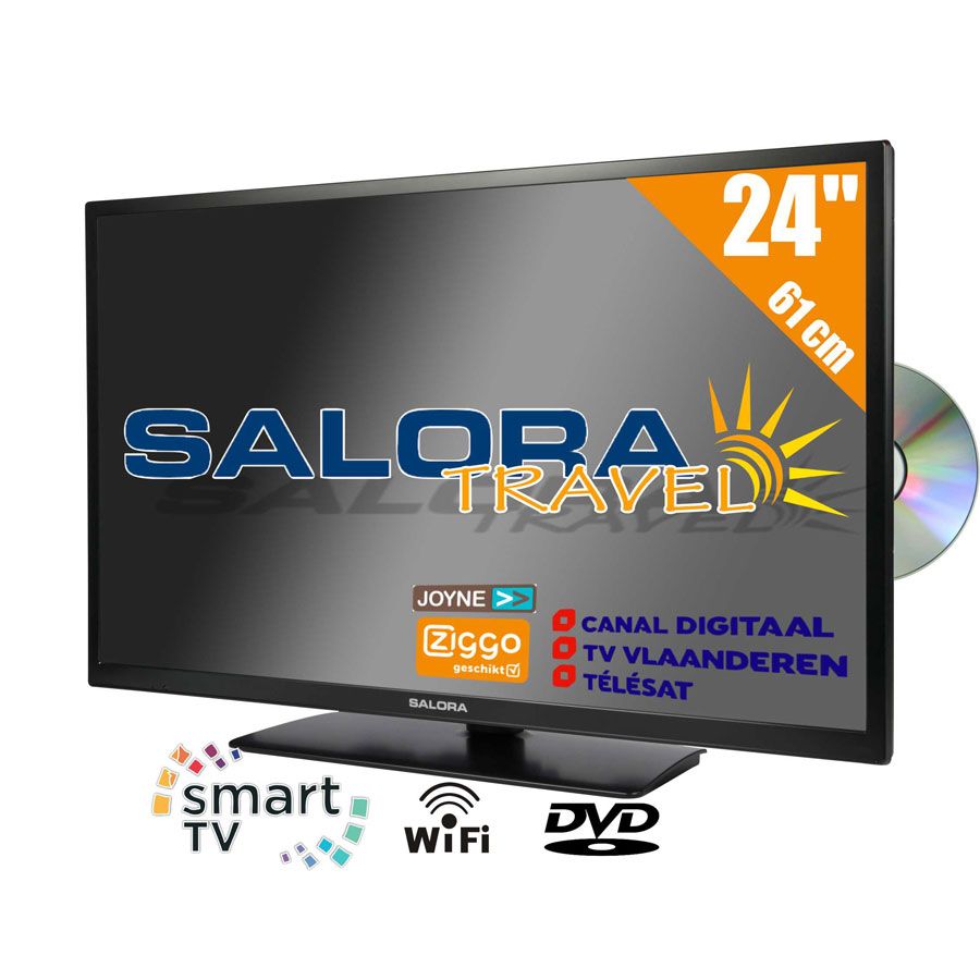 comfort makkelijk te gebruiken dok Salora 24 inch Travel HD LED Smart Tv WiFi en DVD 12v - 230v